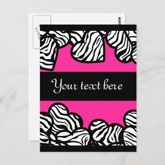 Zebra hearts Design Briefkaart (Voorkant / Achterkant)