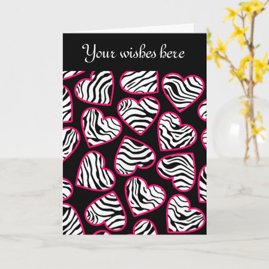 Zebra hearts Design Wenskaart Kaart (Gele Bloem)