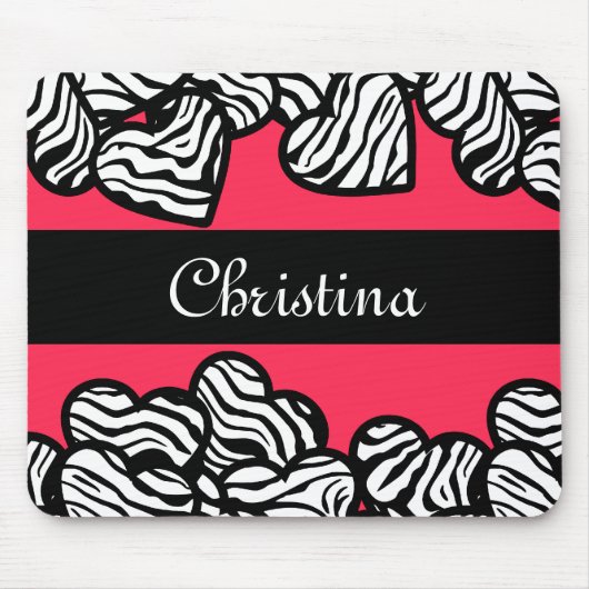Zebra Hearts Mousepad Muismat (Voorkant)