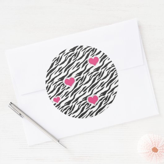 Zebra Hearts Pattern Stickers (Envelop)