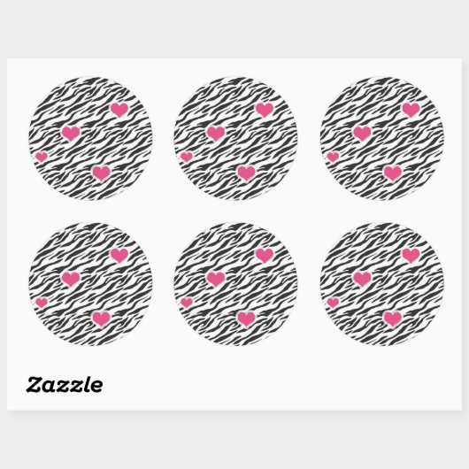 Zebra Hearts Pattern Stickers (Vel)