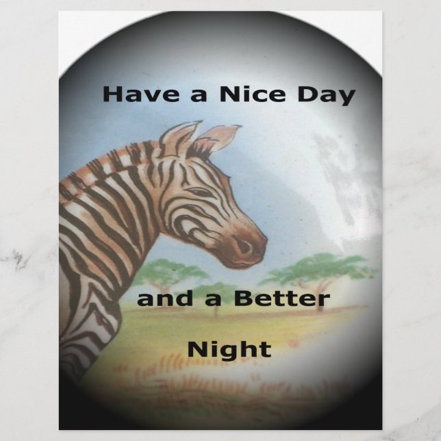 Zebra hebben en mooie dag en een betere nacht. (Voorkant)
