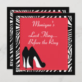 Zebra Heels Bachelorette Invite Kaart (Voorkant / Achterkant)