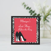 Zebra Heels Bachelorette Invite Kaart (Staand voorkant)