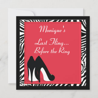 Zebra Heels Bachelorette Invite Kaart