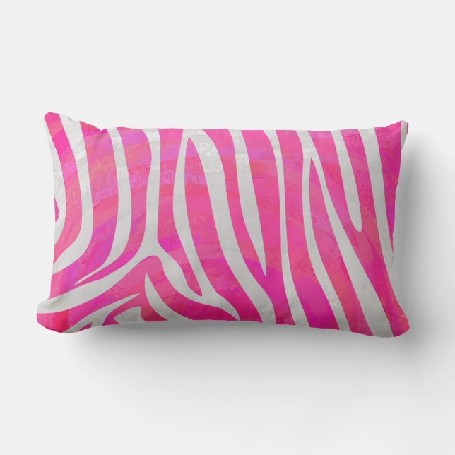 Zebra Heet Roze en Wit Print Kussen (Voorkant)