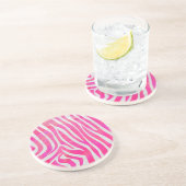 Zebra Heet Roze en Wit Print Zandsteen Onderzetter (Zijkant)
