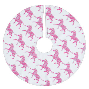Zebra Heet Roze en Witte Silhouet Kerstboom Rok