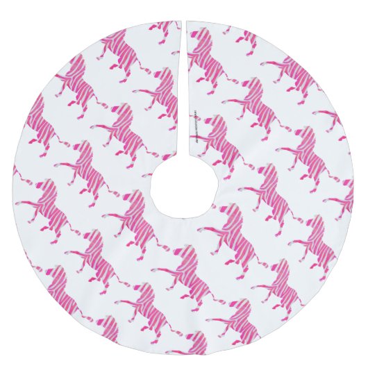 Zebra Heet Roze en Witte Silhouet Kerstboom Rok (Voorkant)