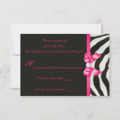 Zebra Heet Roze Strik RSVP Kaartje (Achterkant)