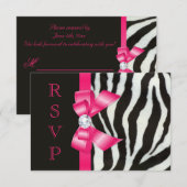 Zebra Heet Roze Strik RSVP Kaartje (Voorkant / Achterkant)