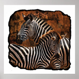 Zebra Herfst Stripes LARGE poster, afdrukken, wand Poster
