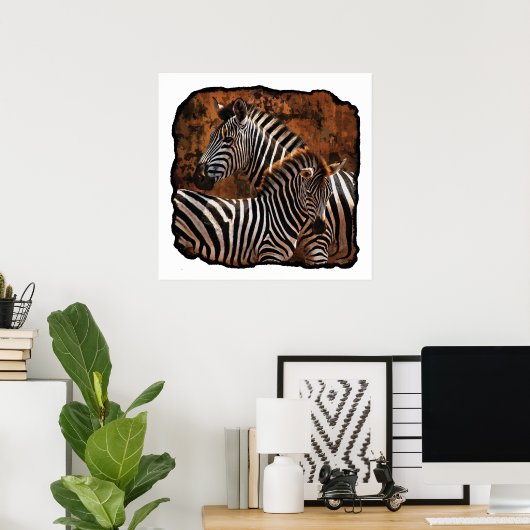 Zebra Herfst Stripes LARGE poster, afdrukken, wand Poster (Thuiskantoor)