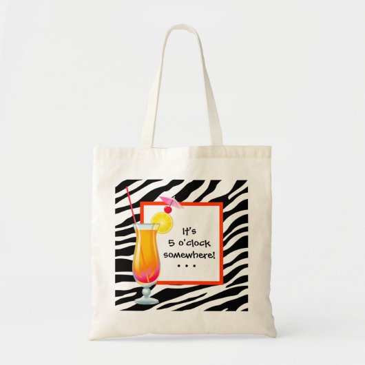 Zebra Het is 17.00 uur ergens cocktail Beach Bag Tote Bag (Voorkant)