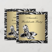 Zebra Hoge Hakken Bachelorette Feest Kaart (Voorkant / Achterkant)