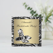 Zebra Hoge Hakken Bachelorette Feest Kaart (Staand voorkant)