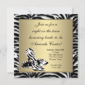 Zebra Hoge Hakken Bachelorette Feest Kaart (Achterkant)
