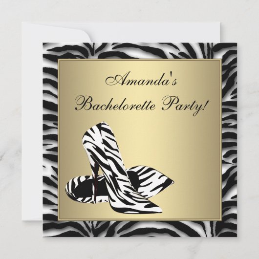 Zebra Hoge Hakken Bachelorette Feest Kaart (Voorkant)