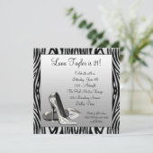 Zebra-hoge hakken Dames Verjaardagsfeestje Kaart (Staand voorkant)