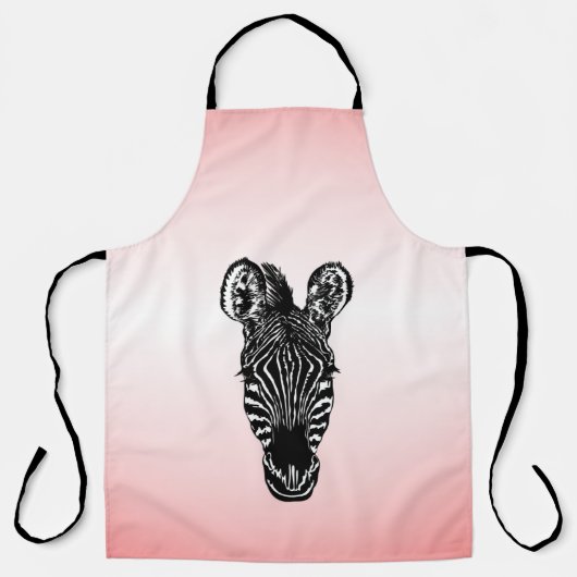 Zebra Hoofd op Roze Schort (Voorkant)