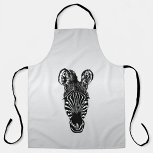 Zebra Hoofd op Zilver Schort