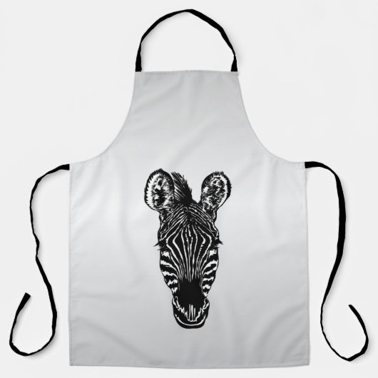 Zebra Hoofd op Zilver Schort (Voorkant)