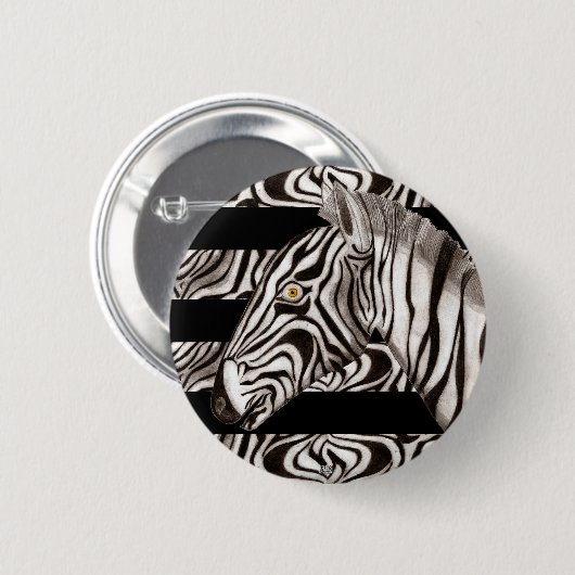 Zebra hoofd ronde button 5,7 cm (Voorkant /achterkant)