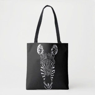 Zebra hoofd tote bag