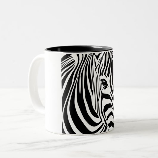 Zebra hoofd tweekleurige koffiemok (Voorkant links)