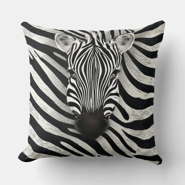 Zebra Hoofd Voor Bank Bed Decoratie Kussen (Voorkant)