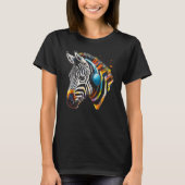 Zebra Hoofdtelefoon Kunstwerk Muziek Dier Motief Z T-shirt (Voorkant)