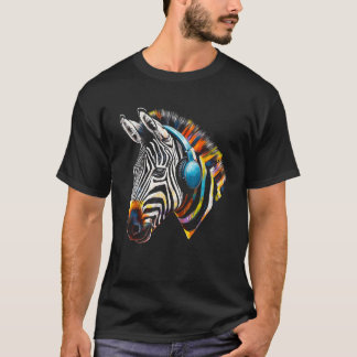 Zebra Hoofdtelefoon Kunstwerk Muziek Dier Motief Z T-shirt