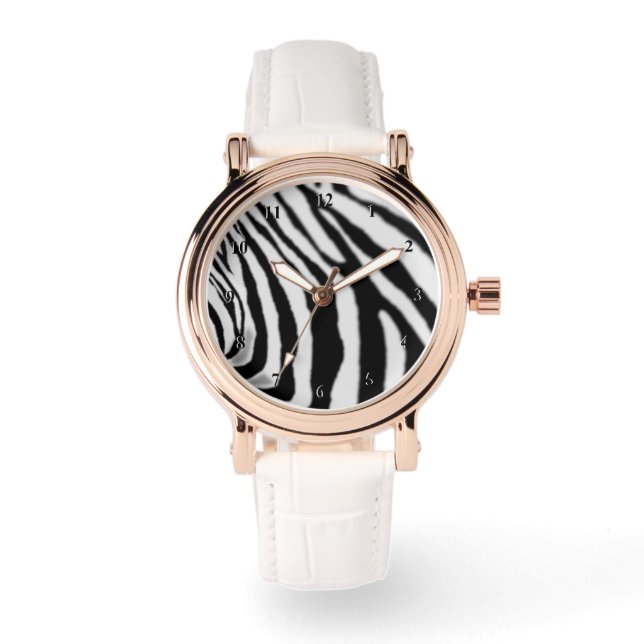 Zebra Horloge Zwart en Wit Streep Modern Design (Voorkant)