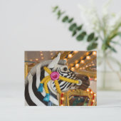 Zebra Horse Merry-Go-Round Carousel Ride Foto Briefkaart (Staand voorkant)