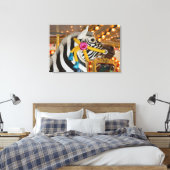 Zebra Horse Merry-Go-Round Carousel Ride Foto Canvas Afdruk (Insitu (Slaapkamer))