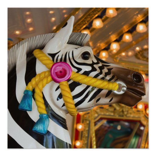 Zebra Horse Merry-Go-Round Carousel Ride Poster (Voorkant)