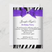 Zebra Hot Paarse High Hiel Black Birthday Party Kaart (Achterkant)
