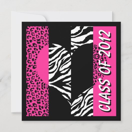 Zebra — Hot Pink Afstuderen afdrukken — Aangepast Kaart (Achterkant)