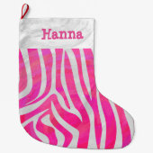 Zebra Hot Pink en White Grote Kerstsok (Voorkant)