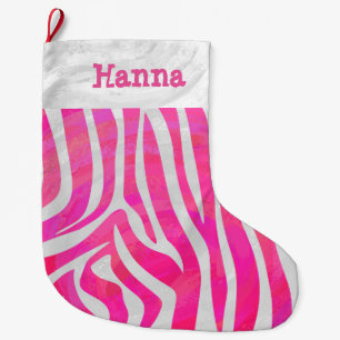Zebra Hot Pink en White Grote Kerstsok