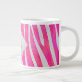 Zebra Hot Pink en White met Monogram Grote Koffiekop (Rechts)
