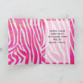 Zebra Hot Pink en White met Monogram Kaart (Binnen)