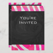 Zebra Hot Pink en White met Monogram Kaart (Voorkant / Achterkant)