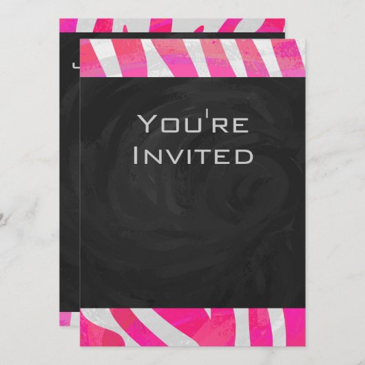 Zebra Hot Pink en White met Monogram Kaart (Voorkant / Achterkant)