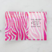 Zebra Hot Pink en White met Monogram Kaart (Binnen)