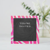 Zebra Hot Pink en White met Monogram Kaart (Staand voorkant)
