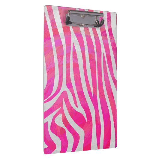 Zebra Hot Pink en White met Monogram Klembord (Rechts)