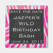 Zebra Hot Pink en White met Monogram Magneet (Voorkant)