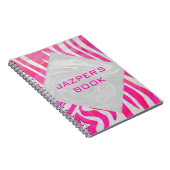 Zebra Hot Pink en White met Monogram Notitieboek (Rechterzijde)