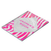 Zebra Hot Pink en White met Monogram Notitieboek (Linkerzijde)